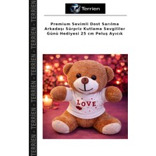 Terrien Premium Sevimli Dost Sarılma Arkadaşı Sürpriz Kutlama Sevgililer Günü Hediyesi 25 cm Peluş Ayıcık