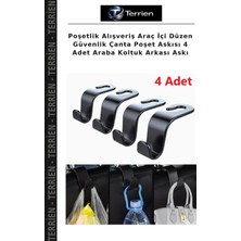 Terrien Poşetlik Alışveriş Araç Içi Düzen Güvenlik Çanta Poşet Askısı 4 Adet Araba Koltuk Arkası Askı