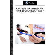 Terrien Özel Üretim Evcil Hayvanlar Ağız Sağlığı Dis Temizliği Çıft Taraflı Hayvan Dış Firçası 4 Lü Set
