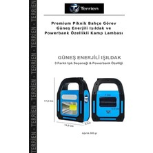 Terrien Premium Piknik Bahçe Görev Güneş Enerjili Işıldak ve Powerbank Özellikli Kamp Lambası