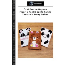 Terrien Özel Üretim Hayvan Figürlü Renkli Sayfa Panda Tasarımlı Peluş Defter