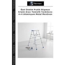 Terrien Özel Üretim Pratik Ekipman Erişim Aracı Temizlik Yardımcısı 4+4 Alüminyum Metal Merdiven