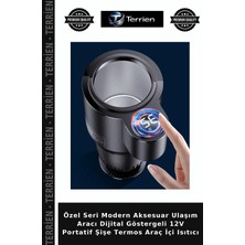 Terrien Özel Seri Modern Aksesuar Ulaşım Aracı Dijital Göstergeli 12V Portatif Şişe Termos Araç Içi Isıtıcı