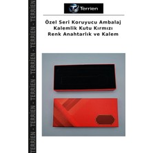 Terrien Özel Seri Koruyucu Ambalaj Kalemlik Kutu Kırmızı Renk Anahtarlık ve Kalem