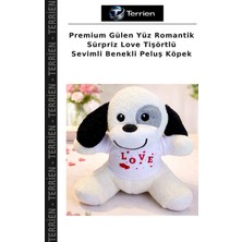 Terrien Premium Gülen Yüz Romantik Sürpriz Love Tişörtlü Sevimli Benekli Peluş Köpek
