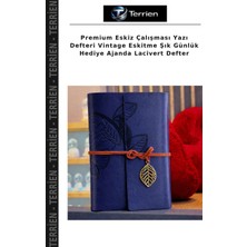 Terrien Premium Eskiz Çalışması Yazı Defteri Vintage Eskitme Şık Günlük Hediye Ajanda Lacivert Defter