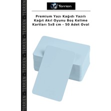 Terrien Premium Yazı Kağıdı Yazılı Kağıt Akıl Oyunu Boş Kelime Kartları 5x8 cm - 50 Adet Oval