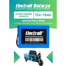 Electroll Apachi Polo 9000 Uyumlu Batarya (Ultra Yüksek Kapasite) Lifepo4 72V 75AH Elektrikli Motosiklet Bataryası