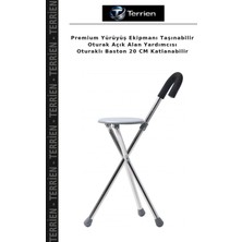 Terrien Premium Yürüyüş Ekipmanı Taşınabilir Oturak Açık Alan Yardımcısı Oturaklı Baston 20 cm Katlanabilir