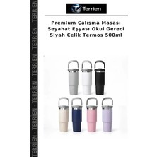 Terrien Premium Çalışma Masası Seyahat Eşyası Okul Gereci Siyah Çelik Termos 500ML