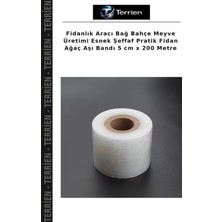 Terrien Fidanlık Aracı Bağ Bahçe Meyve Üretimi Esnek Şeffaf Pratik Fidan Ağaç Aşı Bandı 5 cm x 200 Metre
