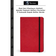 Terrien Özel Seri Planlayıcı Kaliteli Ajanda Toplantı Defteri Parseller 3 Yumuşak Kapak Defter Bordo