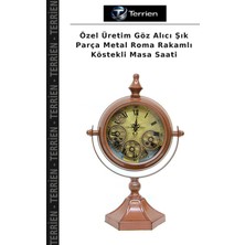 Terrien Özel Üretim Göz Alıcı Şık Parça Metal Roma Rakamlı Köstekli Masa Saati