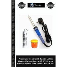 Terrien Premium Elektronik Tamir Lehim Havya Kalem Havya 40 W 3 Parça Hobi Projesi Cihaz Tamiri Pratik Set