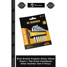 Terrien Özel Üretim Projeler Kolay Takım Alyan L Tipi Krom Vanadyum Allen Anahtar Seti 9 Parça
