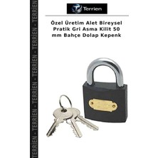 Terrien Özel Üretim Alet Bireysel Pratik Gri Asma Kilit 50 mm Bahçe Dolap Kepenk