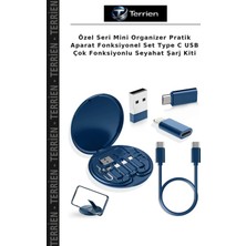 Terrien Özel Seri Mini Organizer Pratik Aparat Fonksiyonel Set Type C USB Çok Fonksiyonlu Seyahat Şarj Kiti