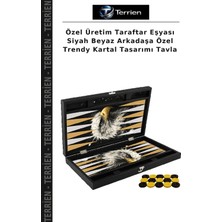 Terrien Özel Üretim Taraftar Eşyası Siyah Beyaz Arkadaşa Özel Trendy Kartal Tasarımı Tavla