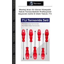 Terrien Montaj Aracı Ev Gereci Kompakt Takım Tornavidaseti Profesyonel Dayanıklı Çelik El Aleti Takımı 7'li