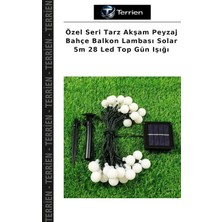 Terrien Özel Seri Tarz Akşam Peyzaj Bahçe Balkon Lambası Solar 5m 28 LED Top Gün Işığı
