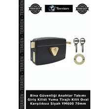 Terrien Bina Güvenliği Anahtar Takımı Giriş Kilidi Yuma Tirajlı Kilit Oval Karşılıksız Siyah YM600 70MM