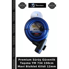 Terrien Premium Sürüş Güvenlik Taşıma Ym 734 150CM Mavi Bisiklet Kilidi 12MM