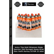 Terrien Isıtıcı Tüp Hobi Ekipmanı Doğa Sporları Vmf Eurogaz Kamp Ocak Gazı Valfli Kartuş 227GR 12 Adet