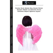 Terrien Pembe Renk Bebek Boy Küçük Melek Kanadı 40X55 cm Etkinlik Ürünü Kutlama Objesi Eğlence Eşyası