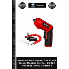 Terrien Premium Fonksiyonel Set Pratik Çözüm Mobilya Montajı Rodex RDX3085 Akülü Vidalama