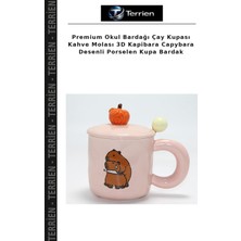 Terrien Premium Okul Bardağı Çay Kupası Kahve Molası 3D Kapibara Capybara Desenli Porselen Kupa Bardak