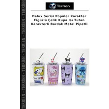 Terrien Delux Serisi Popüler Karakter Figürlü Çelik Kupa Isı Tutan Karakterli Bardak Metal Pipetli