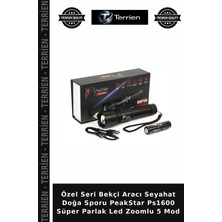 Terrien Özel Seri Bekçi Aracı Seyahat Doğa Sporu Peakstar PS1600 Süper Parlak LED Zoomlu 5 Mod
