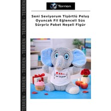 Terrien Seni Seviyorum Tişörtlü Peluş Oyuncak Fil Eğlenceli Süs Sürpriz Paket Neşeli Figür