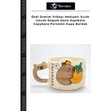 Terrien Özel Üretim Yılbaşı Hediyesi Sıcak Içecek Doğum Günü Kapibara Capybara Porselen Kupa Bardak