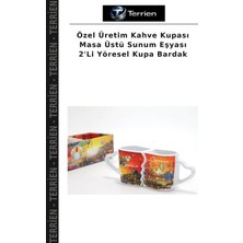 Terrien Özel Üretim Kahve Kupası Masa Üstü Sunum Eşyası 2'li Yöresel Kupa Bardak