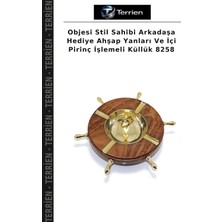 Terrien Objesi Stil Sahibi Arkadaşa Hediye Ahşap Yanları ve Içi Pirinç Işlemeli Küllük 8258