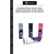 Terrien Arkadaşa Hediye Sıcak Tutan Seyahat Aksesuarı Anime Baskılı Digital Göstergeli Termos 500 ml