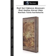 Terrien Özel Seri Eğlence Aksesuarı Özel Hediye Görsel Obje Haritalı Tavla Haritatavla