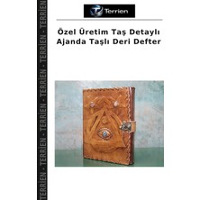 Terrien Özel Üretim Taş Detaylı Ajanda Taşlı Deri Defter