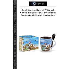 Terrien Özel Üretim Kaşıklı Yöresel Kahve Fincanı Tekli Ev Düzeni Geleneksel Fincan Sunumluk