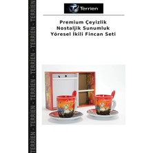 Terrien Premium Çeyizlik Nostaljik Sunumluk Yöresel Ikili Fincan Seti