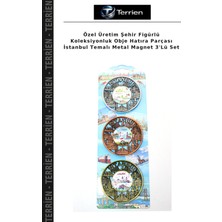 Terrien Özel Üretim Şehir Figürlü Koleksiyonluk Obje Hatıra Parçası Istanbul Temalı Metal Magnet 3'lü Set