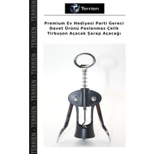 Terrien Premium Ev Hediyesi Parti Gereci Davet Ürünü Paslanmaz Çelik Tirbuşon Açacak Şarap Açacağı