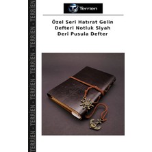 Terrien Özel Seri Hatırat Gelin Defteri Notluk Siyah Deri Pusula Defter