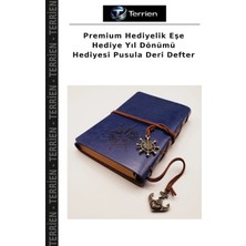 Terrien Premium Hediyelik Eşe Hediye Yıl Dönümü Hediyesi Pusula Deri Defter