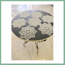 Bşk Virgo 6 Lı Dantel Kahve Sunumluğu 15X15 cm Asorti Desenli Bardak Altlığı Türk Kahvesi Fincan Sunum Seti BSK2026