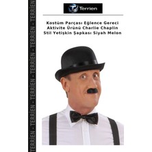 Terrien Kostüm Parçası Eğlence Gereci Aktivite Ürünü Charlie Chaplin Stil Yetişkin Şapkası Siyah Melon