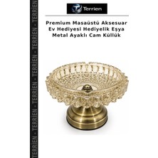 Terrien Premium Masaüstü Aksesuar Ev Hediyesi Hediyelik Eşya Metal Ayaklı Cam Küllük