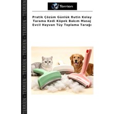Terrien Pratik Çözüm Günlük Rutin Kolay Tarama Kedi Köpek Bakım Masaj Evcil Hayvan Tüy Toplama Tarağı