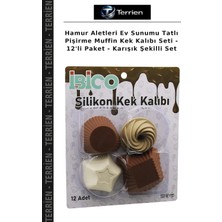 Terrien Hamur Aletleri Ev Sunumu Tatlı Pişirme Muffin Kek Kalıbı Seti - 12'li Paket - Karışık Şekilli Set